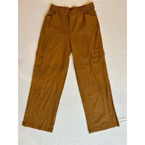 HYFVE cargo pants womens S cognac brown Retro 90s Y2K Grunge Wide Leg - Picture 1 of 8